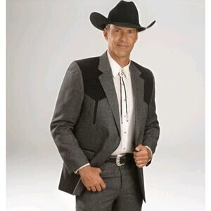 Circle S Western Blazer Men 46R Gray Black Boise Sport Coat Jacket Wedding Texas